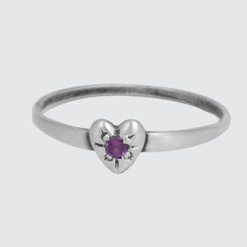 Tiny Heart with Star Set Stones in Sterling Silver - RJ486