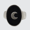 Oval Stone Crescent Moon Ring