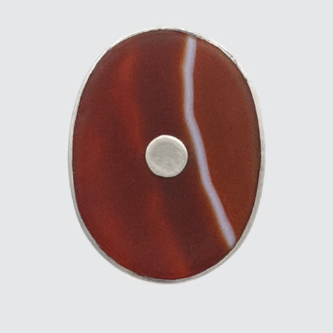 Large Stone Oval with Silver Disc