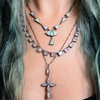 Faceted Marquise Stone Cross Necklace