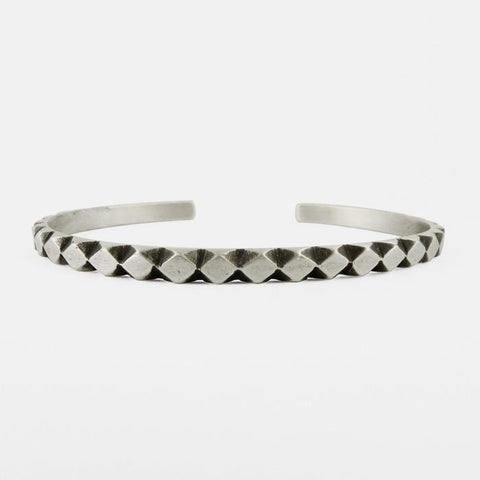Hand Carved Diamond Pattern Cuff Bracelet