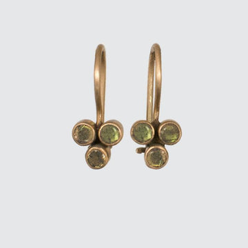 Tiny Clover Stone Cluster Gold Earrings