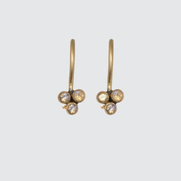 Tiny Clover Stone Cluster Gold Earrings