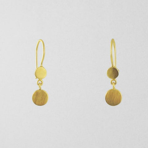 Tiny Double Disc Drop Earrings