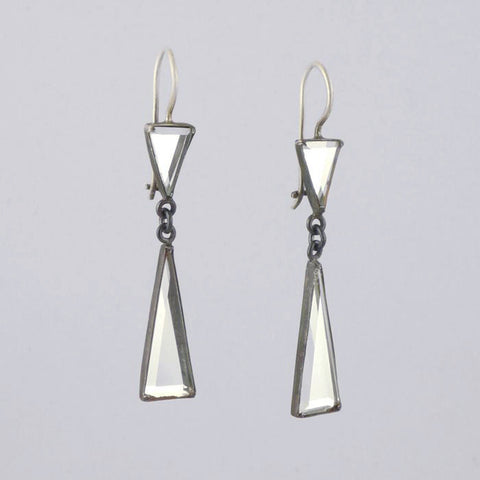 Faceted Triangle Mirror Drops In Blackened Sterling Silver
