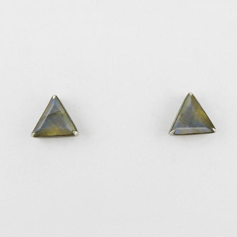 Tiny Faceted Triangle Stud Earring