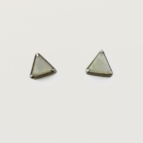 Tiny Faceted Triangle Stud Earring