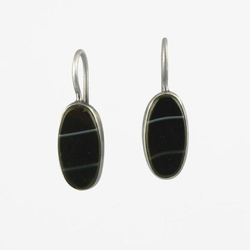 Oval Flat-Cut Stone Drop Earrings