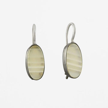 Oval Flat-Cut Stone Drop Earrings