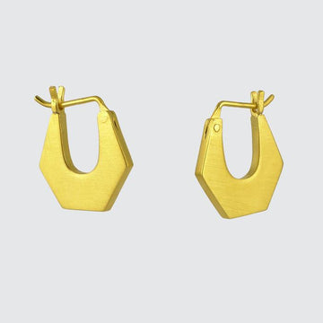 Small Chunky Hexagonal Hoop Earrings