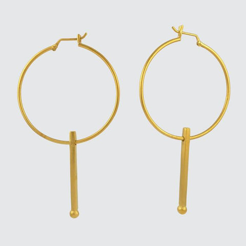 Large Hoop and Stick Drop Earrings