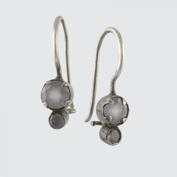 Tiny Faceted Double Stone Drop Earring
