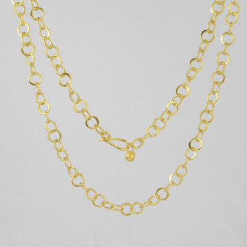 Hammered Round Link Chain Necklace