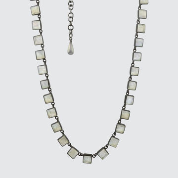 Square stone drop necklace