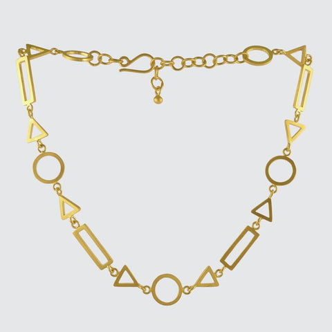 Circle, rectangle, and triangle choker necklace