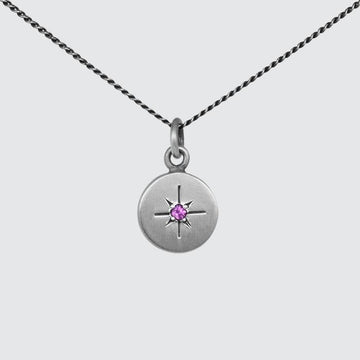 Disc Necklace with Star Set Stone
