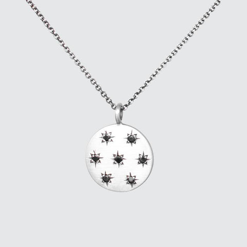 Star Set Stone Disc Necklace