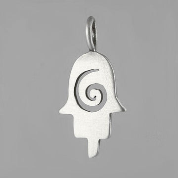 Hamsa Charm with Cut-Out Spiral
