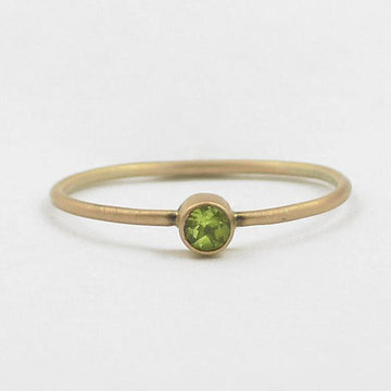 Tiny Faceted Stone on Thin Round Band