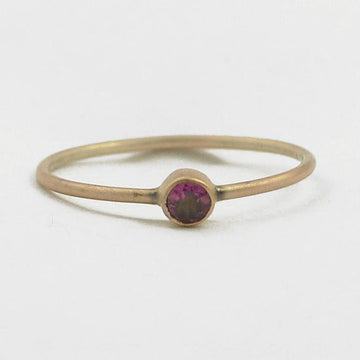 Tiny Faceted Stone on Thin Round Band