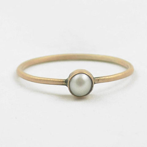 Tiny Faceted Stone on Thin Round Band