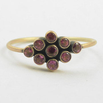 Vintage Inspired Nine Stone Ring in 10k Rose Gold