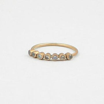 Tiny Seven Bezel Set Stones Gold Ring