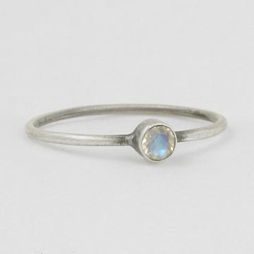 Tiny Single Faceted Stone Ring