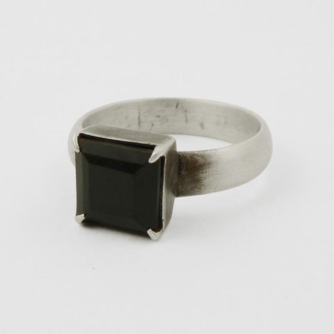 Faceted Stone Square Stacking Ring