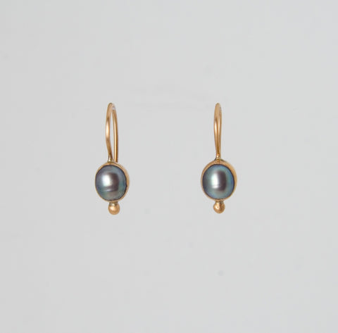 Pearl Drop with Granulation Gold Earrings