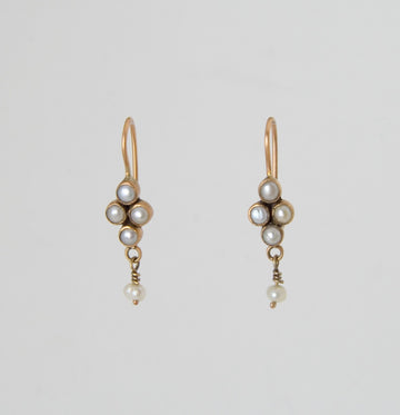 Delicate Pearl Cluster Drop Earrings