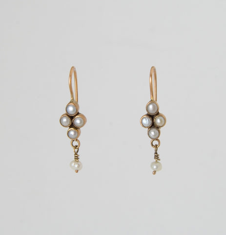 Delicate Pearl Cluster Drop Earrings