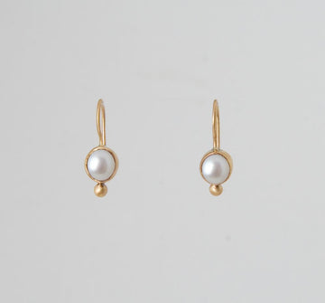 Pearl Drop with Granulation Gold Earrings