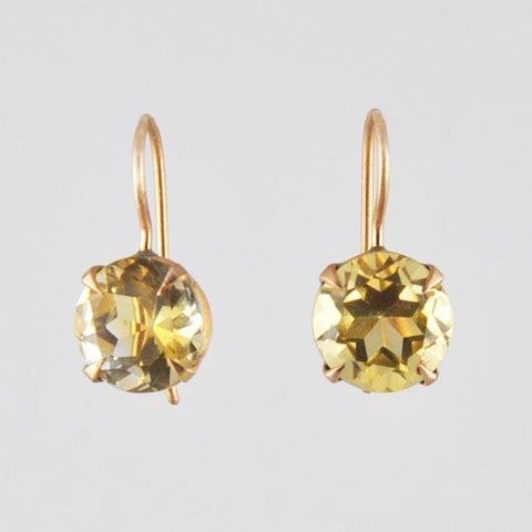 Simple Faceted Stone Gold Drop Earrings