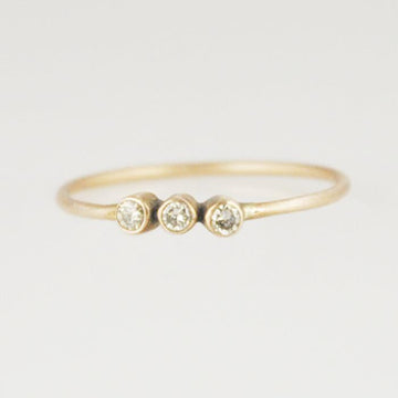 Three Stones Stackable Gold Ring