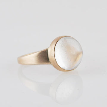 Small Round Cabochon Stone Ring in Gold