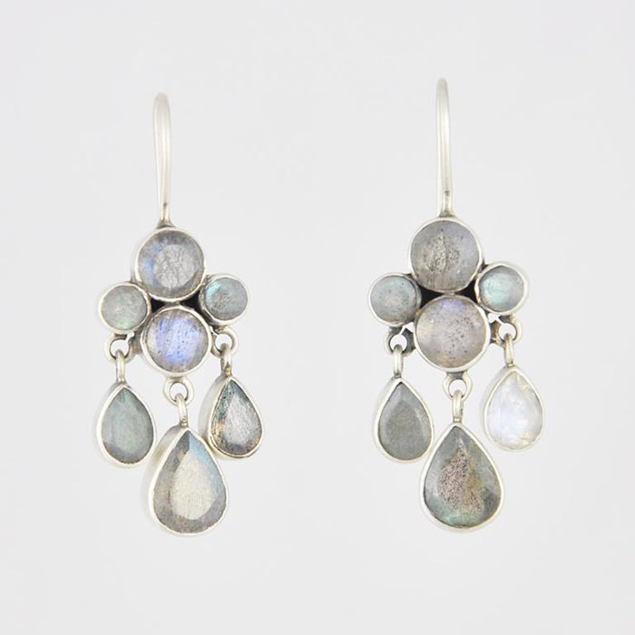Faceted Stone Cluster and Teardrop Dangle Earrings – Jane Diaz NY