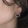 Large Sterling Silver Circle Stud with Faceted Stones