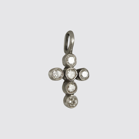 Tiny Faceted Diamond Cross Charm