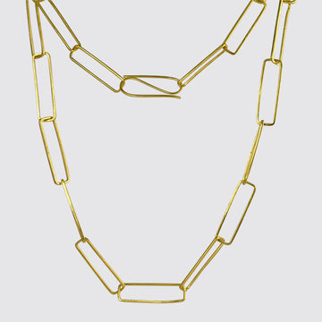 Long Rectangular Link Chain Necklace
